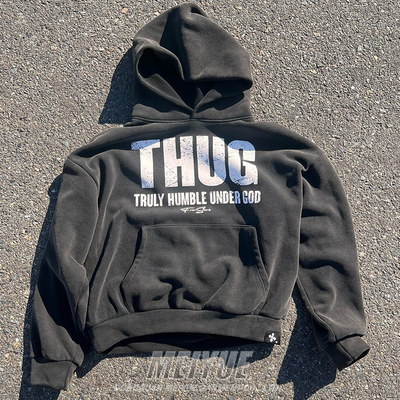Men Black Screen Print Hoodie  Oversized Hooded Sweatshirts 380 Grams To 500 Gsm