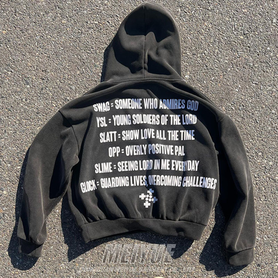 Men Black Screen Print Hoodie  Oversized Hooded Sweatshirts 380 Grams To 500 Gsm