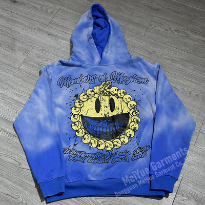 Beli Custom Logo Screen Print Hoodie Heavyweight Asam Cuci Hoodie Casual Kantong longgar pembuatan online