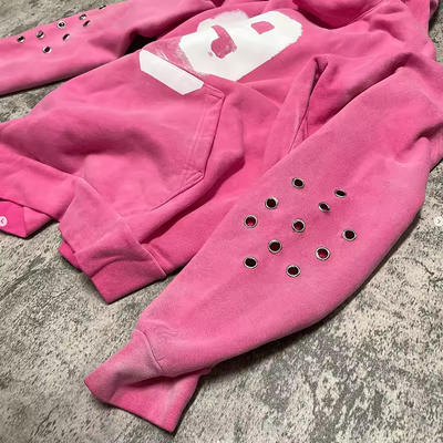 OEM Screen Print Hoodie Heavy Weight Cotton Eyelets Boversized Boxy Hoodie