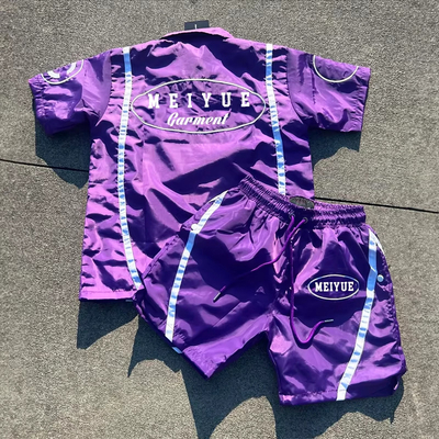 Custom Windbreaker Buttons Polyester Nylon Polo Shirt 2 Piece Set Shorts Jogging Suit Men T Shirts Short Set Tracksuit for Men