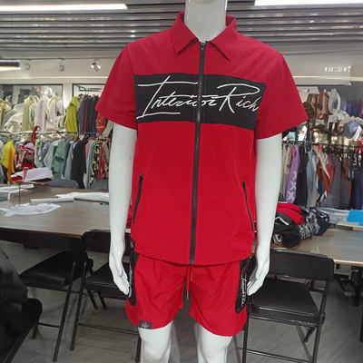 Custom Logo Nylon Polyester Zip up Summer Jogging Suits Clothes Mens 2 Piece Sets Tracksuits Short Sets Manufacturer for Men