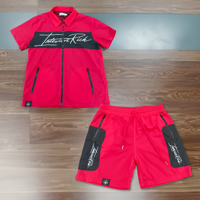 Custom Logo Nylon Polyester Zip up Summer Jogging Suits Clothes Mens 2 Piece Sets Tracksuits Short Sets Manufacturer for Men