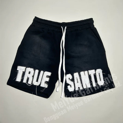 Streetwear Applique Heavyweight Two Piece Shorts Set