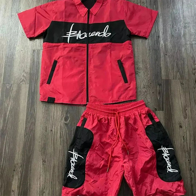 Custom Logo Nylon Polyester Polo Shirt 2 Piece Set Cargo Shorts Jogging Suit Men Tshirts Short Set Tracksuit for Men