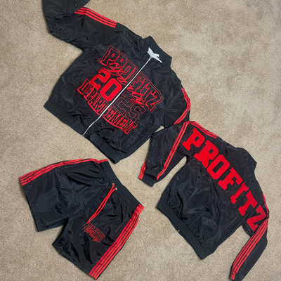 Custom Men Sets Two Piece Custom Dtg Print Zip up Nylon Two Piece Joggers Short Set Windbreaker Shorts and Jacket Tracksuit