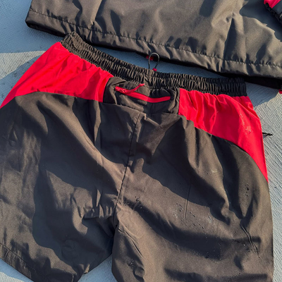 Custom Nylon Windbreaker Short Set Hoodie and Shorts Tracksuit Suit Plaid Pleated Fabric 2 Piece Zip up Jacket and Shorts Set