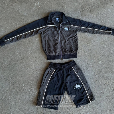 Custom Nylon 3m Reflective Mens Windbreaker Tight Elastic Waist Windproof Shorts Jackets and Short Sets Tracksuit Short Set