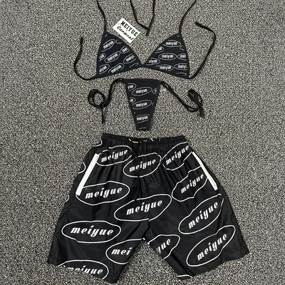 Custom  Hawaiian 3 Pieces Set Summer Swimwear Beachwear Sexy Underwire Bikini Cover up Set Bikini Women Nylon Shorts Bikini Set