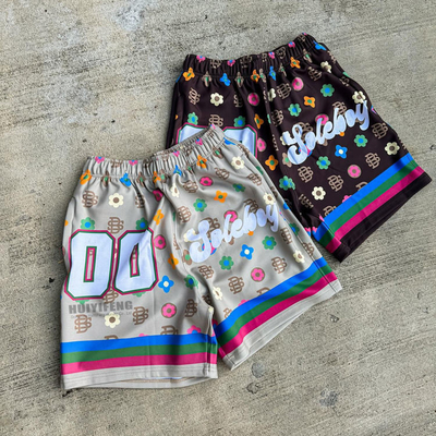 OEM Custom Jersey Polyester Mesh Printing Jogger Sweat Suit Summer Casual Two Piece Shirt Set Boxy Cropped Football Shorts Set