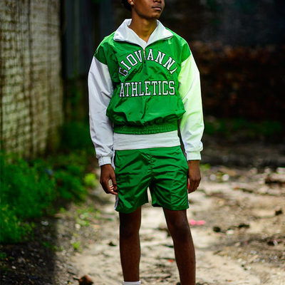 comprare Corridori estivi Uomini Ricamo personalizzato Stampa Logo Windbreaker Mezza cerniera Pantaloni di nylon Short Set atletico Short Tracksuit per uomini online manufacture