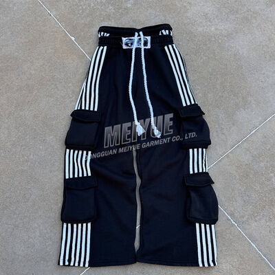 acheter Homme sur mesure double taille rayée pantalon à roulettes à double couche taille multipoche sac de charge pantalon de sport fabrication en ligne