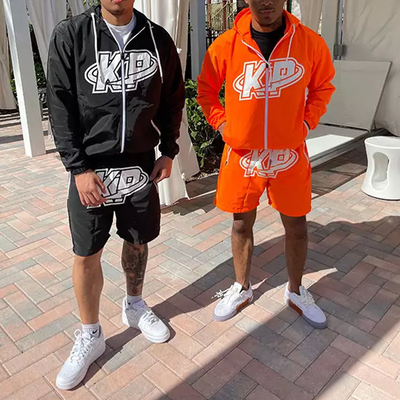 OEM Custom Men Two Piece Short Set Streetwear Mens 3m Reflective Windbreaker Jacket Tracksuit