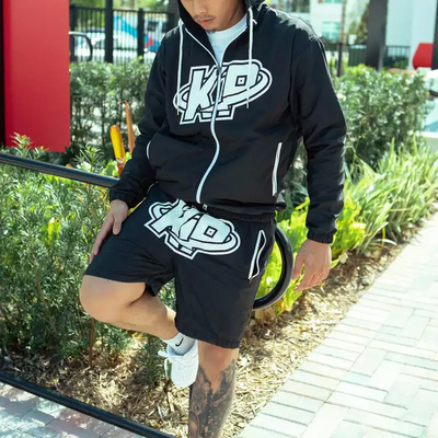 OEM Custom Men Two Piece Short Set Streetwear Mens 3m Reflective Windbreaker Jacket Tracksuit