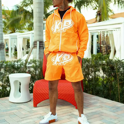 OEM Custom Men Two Piece Short Set Streetwear Mens 3m Reflective Windbreaker Jacket Tracksuit