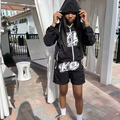 OEM Custom Men Two Piece Short Set Streetwear Mens 3m Reflective Windbreaker Jacket Tracksuit