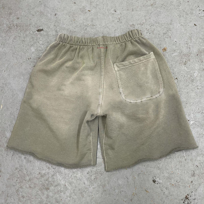 High Quality Plain Fleece Custom Blank Acid Washed Hoodie and Sweat Raw Hem Shorts Stone Sun Faded Two Piece Set Short Tracksuit