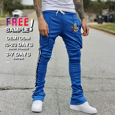 kaufen OEM Custom Stickerei Druck Logo Slim Fit 100 Baumwolle Schwergewicht Stapelt Flared Sweat Pants Track Pants Sweatpants Männer Online-Herstellung