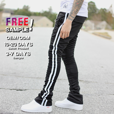 OEM Custom Embroidery Print Logo Slim Fit 100 Cotton Heavyweight Stacked Flared Sweat Pants Track Pant Sweatpants Men