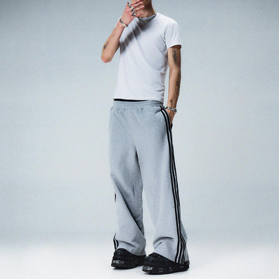 Clothing Manufacturers Custom High Quality Blank Acid Wash Stacked Jean Denim Stacked Sweatpants Straight Leg With Stripe