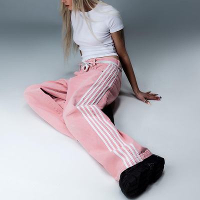Clothing Manufacturers Custom High Quality Blank Acid Wash Stacked 100 Cotton Stacked Sweatpants Straight Leg With Stripe