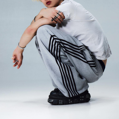 Clothing Manufacturers Custom High Quality Blank Acid Wash Stacked 100 Cotton Stacked Sweatpants Straight Leg With Stripe