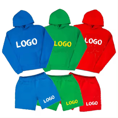 Sweatsuit Manufacturers Custom Two Piece Set High Quality Cotton Tracksuits French Terry Shorts and Hoodie Set Joggers for Men