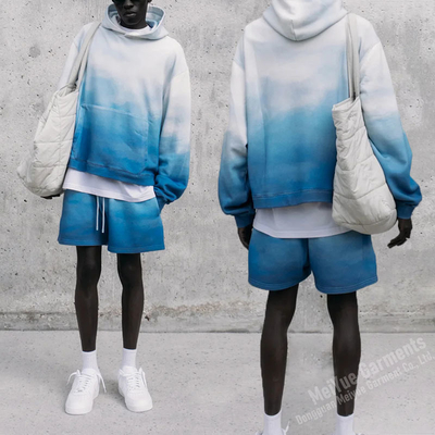 Custom Pullover No Strings Hoodies Heavy Tie Dye Acid Wash Vintage Hoodie Shorts Set 100% Cotton Sweat Shorts and Hoodie Set