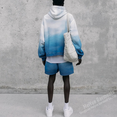 Custom Pullover No Strings Hoodies Heavy Tie Dye Acid Wash Vintage Hoodie Shorts Set 100% Cotton Sweat Shorts and Hoodie Set