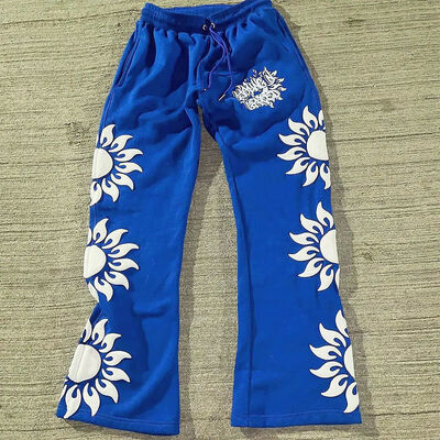 kupować Niestandardowe spodnie Joggers 3D Puff Print Pocie kwas myj bawełna Jogger Track Vintage spodnie mężczyźni Sun Fading Baggy szerokie nogi Sweatpants produkcja online