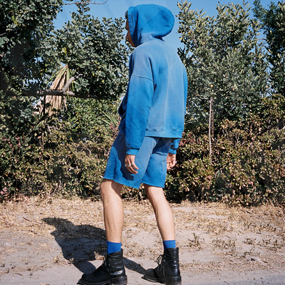 comprar Trajes de sudadera con color francés de Terry, con lavado con ácido, 100% de algodón, con capucha, pantalones cortados, cortos, corredores. Trajes para hombres. online manufacture