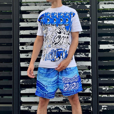 Customs Screen Printing Workout Shorts Set Sportswear Gym Tracksuit   Breathable