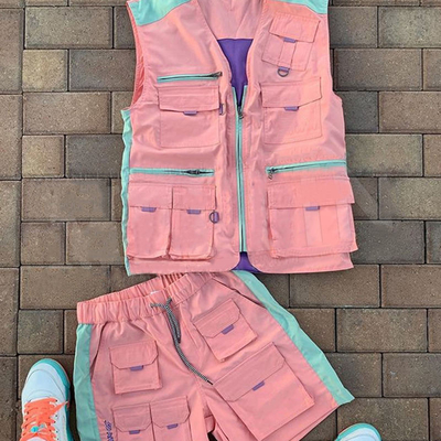 Fashionable Hip Hop Unisex Cargo Shorts Set Vest And Shorts Set Latest Design