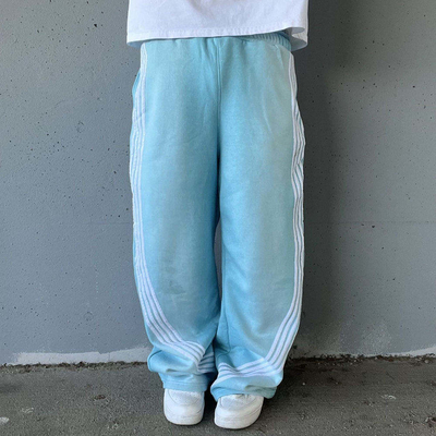 Custom Trouser Joggers Acid Washed Heavyweight Cotton Jogger Track Vintage Pants Men Sun Faded Baggy Wide Leg Striped Sweatpants