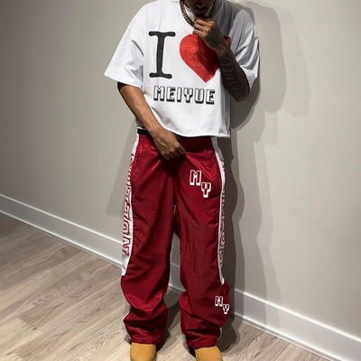 Custom Logo Mens Jogger Sweat Outdoor Track Flare Baggy Pants Sweatpants Windbreaker Nylon Lightweight Trouser for Men