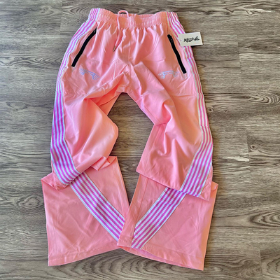 Custom Logo Windbreaker Sweatpants Joggers Pants Nylon Stripe Trousers Wide Leg Sweat Pants Men's Loose Pants & Trousers