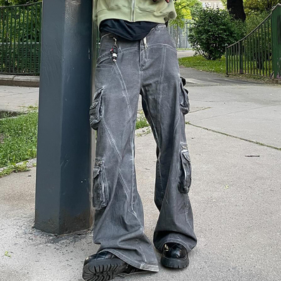 Custom Joggers Men Baggy Jeans Cargo Pant Flared Loose Oversized Streetwear Sweatpants Casual Sweat Track Pants Trousers for Men