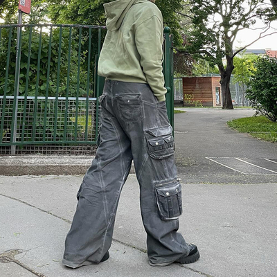 Custom Joggers Men Baggy Jeans Cargo Pant Flared Loose Oversized Streetwear Sweatpants Casual Sweat Track Pants Trousers for Men