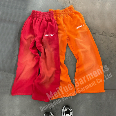 Custom Mens Joggers Vintage Wide Leg Flared Baggy Stacked Acid Wash Sweatpants Men Casual Sun Faded Sweat Pants Trousers for Men