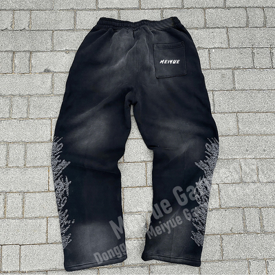 Custom Mens Joggers Wide Leg Flare Baggy Stacked Acid Washed Sweatpants Men Casual 100% Cotton Sweat Pants Trousers for Men