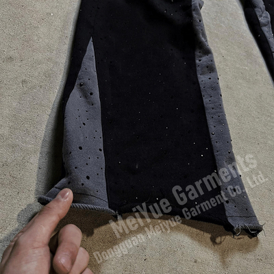 Custom Rhinestone Print Mens Joggers Wide Leg Flare Baggy Acid Wash Stacked Sweatpants Men Casual Sweat Pants Trousers for Men
