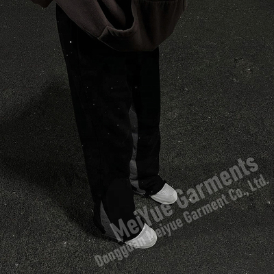 Custom Rhinestone Print Mens Joggers Wide Leg Flare Baggy Acid Wash Stacked Sweatpants Men Casual Sweat Pants Trousers for Men