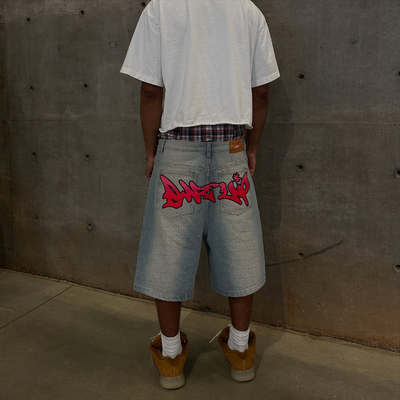 OEM Custom Jean Shorts Distressed Vintage Washed Damaged Streetwear Men's Denim Shorts Manufacturers Shorts Jeans Denim Ripped