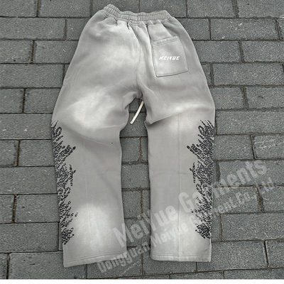 Custom Mens Joggers Fleece Wide Leg Flared Baggy Acid Wash Vintage Stacked Sweatpants Men Casual Sweat Pants Trousers for Men