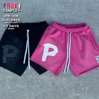 Custom Shorts Summer Embroidery logo Shorts Acid Washed Rips Distressed Cut Edge Vintage Streetwear Casual Raw Hem Shorts Men