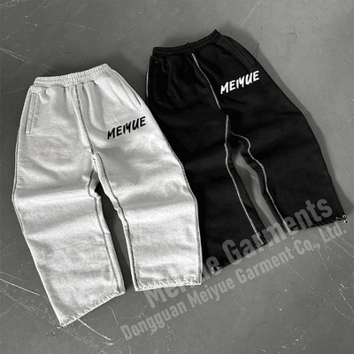 Custom Mens Joggers Striped Wide Leg Flared Baggy Stacked Sweatpants Men Casual Cotton French Terry Sweat Pants Trousers for Men