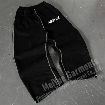 Custom Mens Joggers Striped Wide Leg Flared Baggy Stacked Sweatpants Men Casual Cotton French Terry Sweat Pants Trousers for Men
