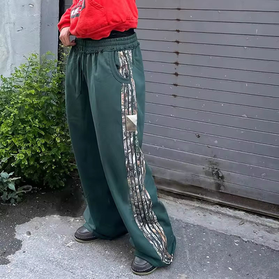 Custom Logo Nylon Jogger Graphic High Quality Heavyweight Loose Wide Leg Baggy Sweat Pants Flared Stacked Sweatpants for Men