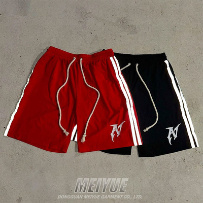 Custom High Quality Silk Screen Print Graphic Sweat Casual Shorts French Terry Baggy Oversized Striped Sports Cotton Shorts