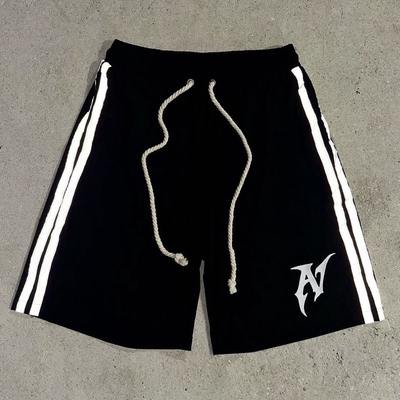 Custom High Quality Silk Screen Print Graphic Sweat Casual Shorts French Terry Baggy Oversized Striped Sports Cotton Shorts
